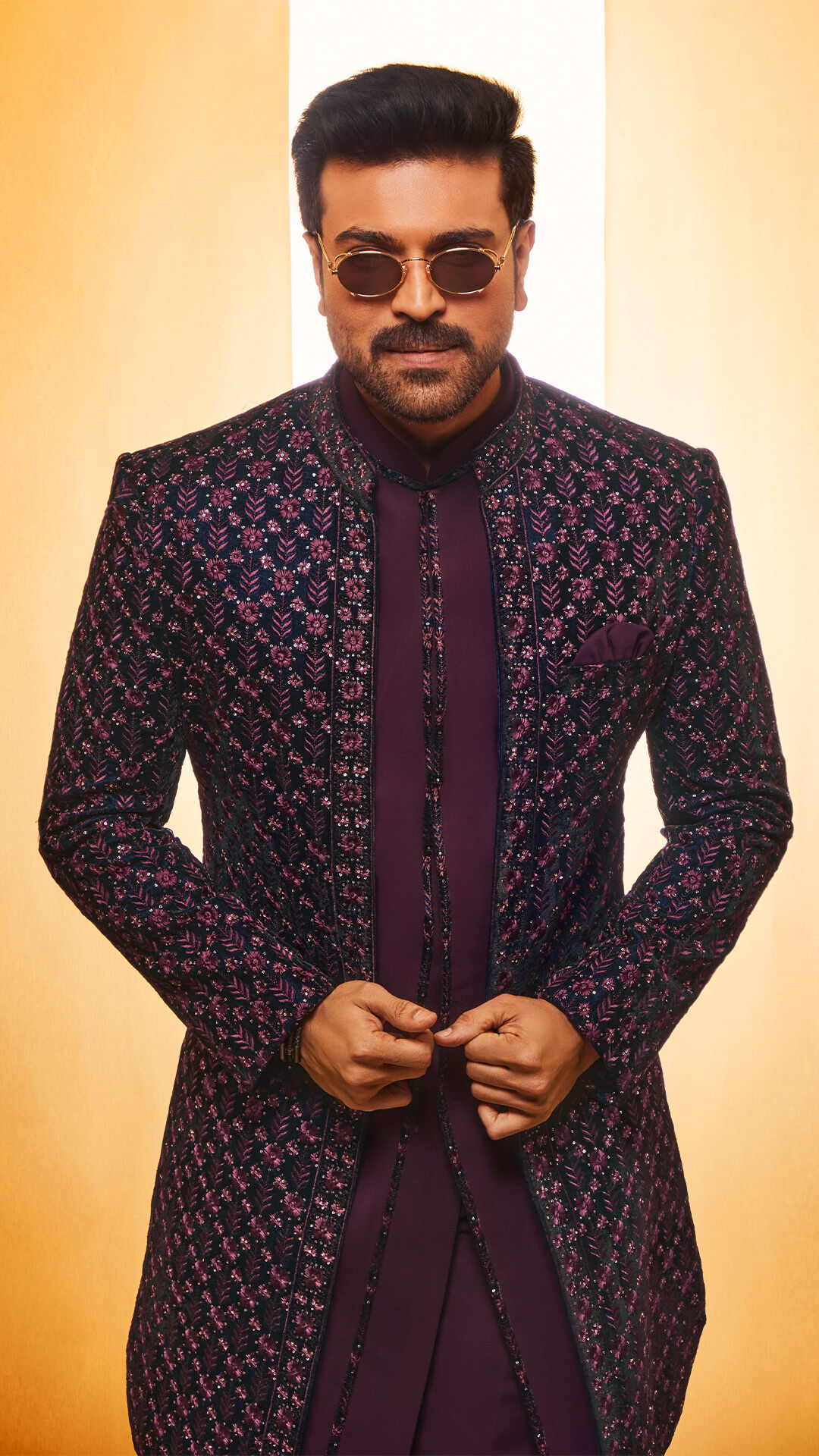 Man flaunting an Indo-western suit